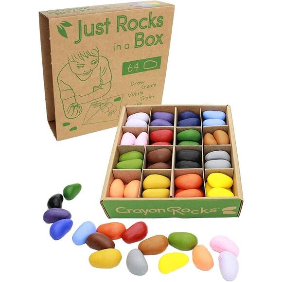 Crayon Rocks Just Rocks in a Box, 16 Colors,Tripod Grip Crayons For Handwriting - Picture 1 of 6